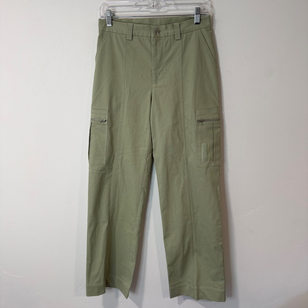 BlackMilk Womens Cargo Pants 8 Green NEW High Waisted Straight Leg Twill Pockets
